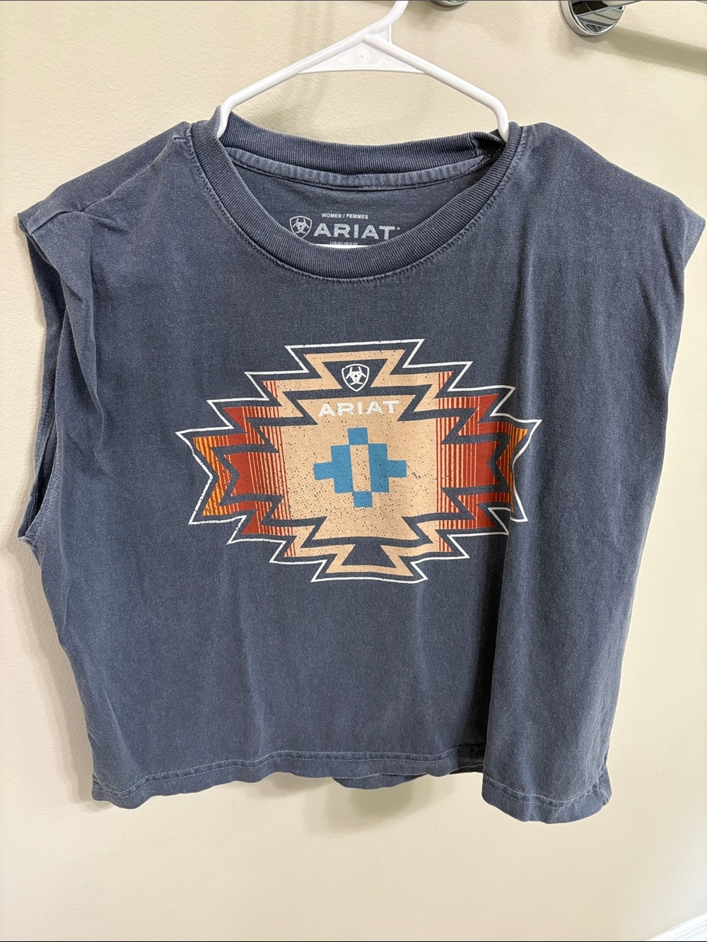Ariat Women’s Blue Sleeveless Graphic Tank with Aztec Motif
